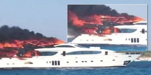 Luxury yacht burned out in Spain