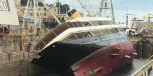 Superyacht Nero Overturns in Genova, Italy